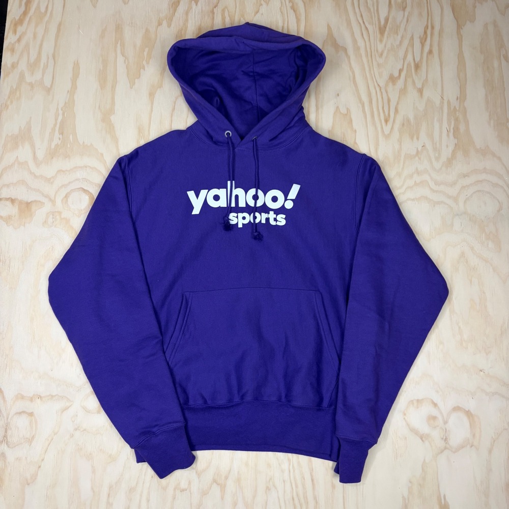 Champion Reverse Weave Yahoo Sports Hoodie Mens Medium Purple Sweatshirt Logo